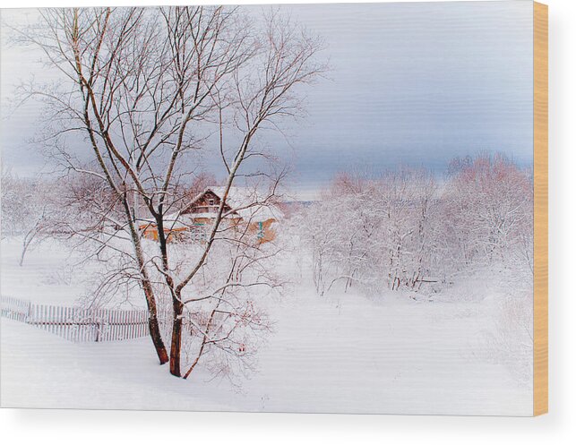 Jenny Rainbow Fine Art Photography Wood Print featuring the photograph Village under the Snow. Russia by Jenny Rainbow