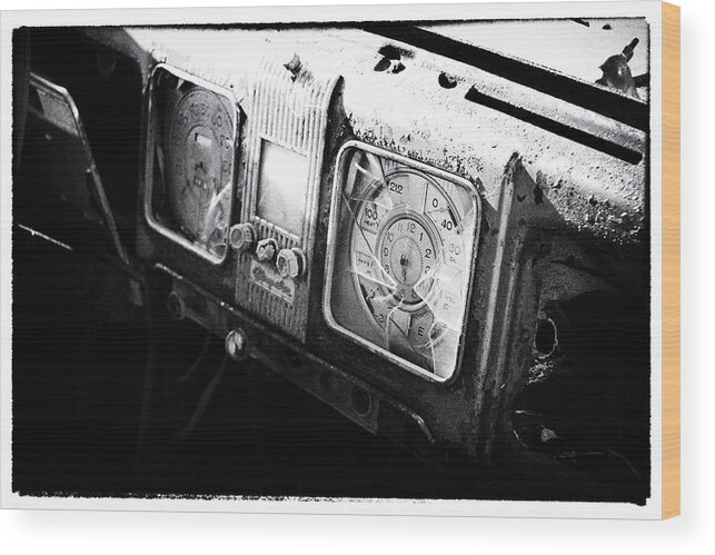 Bw Wood Print featuring the photograph Vintage Chrysler Dashboard by Joe Myeress