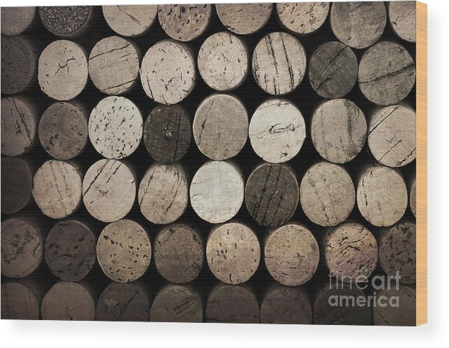 Alcohol Wood Print featuring the photograph Vintage corks by Jane Rix