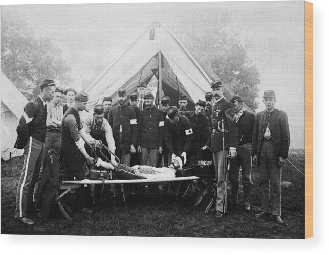 People Wood Print featuring the photograph Vintage image of Civil War Reenactment by Thinkstock Images