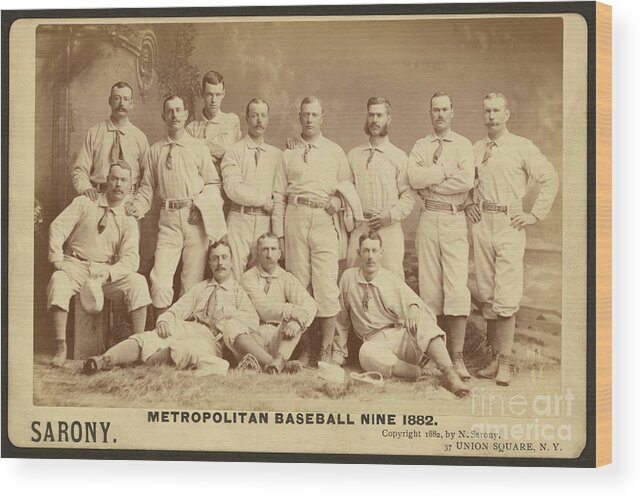 Sport Wood Print featuring the photograph Vintage Photo of Metropolitan Baseball Nine Team in 1882 by Vintage Collectables