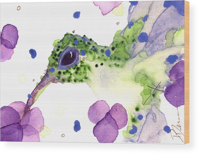 Hummingbird In Flowers Wood Print featuring the painting Violet by Dawn Derman