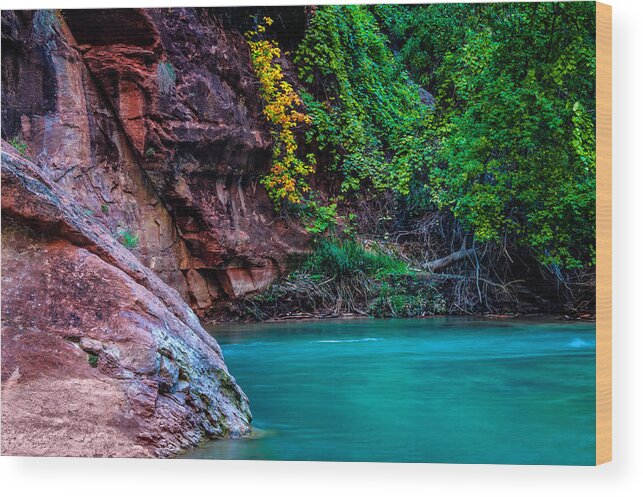 Zion Wood Print featuring the photograph Virgin River II Zion National Park Utah by George Buxbaum