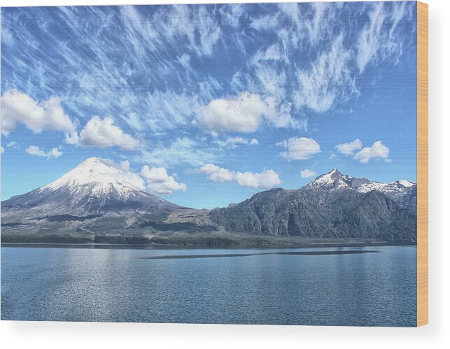 Tranquility Wood Print featuring the photograph Volcanic Mountains In Patagonia by Larigan - Patricia Hamilton