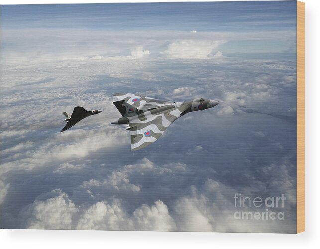 Avro Vulcan Wood Print featuring the digital art Vulcans by Airpower Art