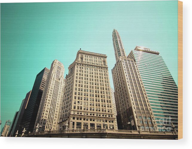 Chicago Wood Print featuring the photograph Wacker and Michigan Avenue Chicago by Linda Matlow