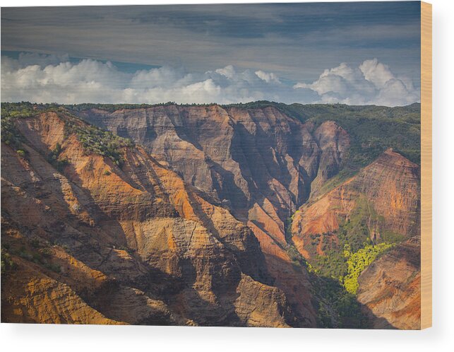 Sam Amato Photography Wood Print featuring the photograph Waimea Caynon from the air by Sam Amato