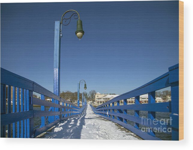 Blue Wood Print featuring the photograph Walk In The Blue Light by Evelina Kremsdorf