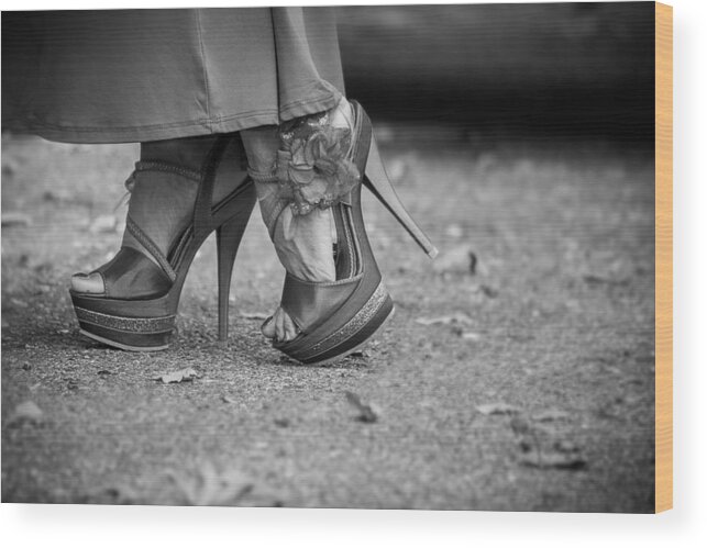 Fashion Wood Print featuring the photograph Walking In High Heels by Ester McGuire