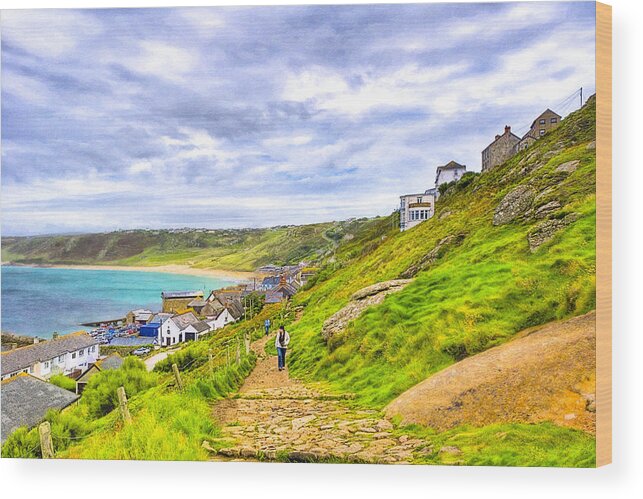 Cornwall Wood Print featuring the photograph Walking Into Sennen Cove On The Cornish Coast by Mark Tisdale