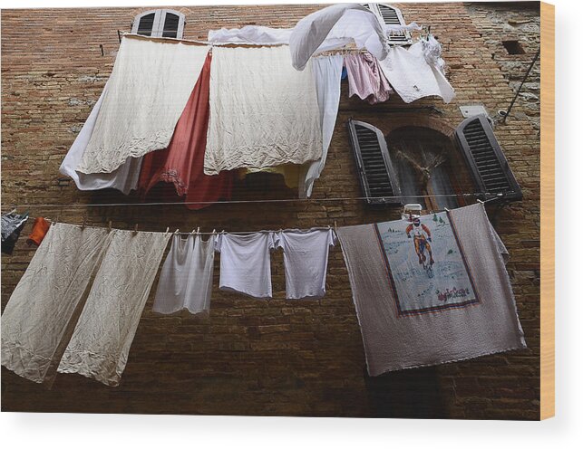 South Italy Wood Print featuring the photograph Italian Laundry Day by Dany Lison