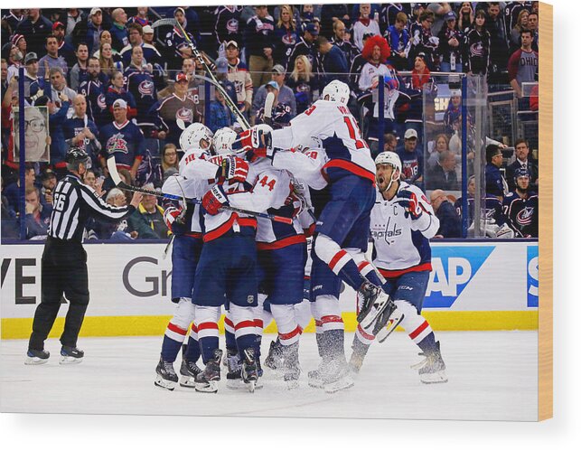 Playoffs Wood Print featuring the photograph Washington Capitals v Columbus Blue Jackets - Game Three by Kirk Irwin