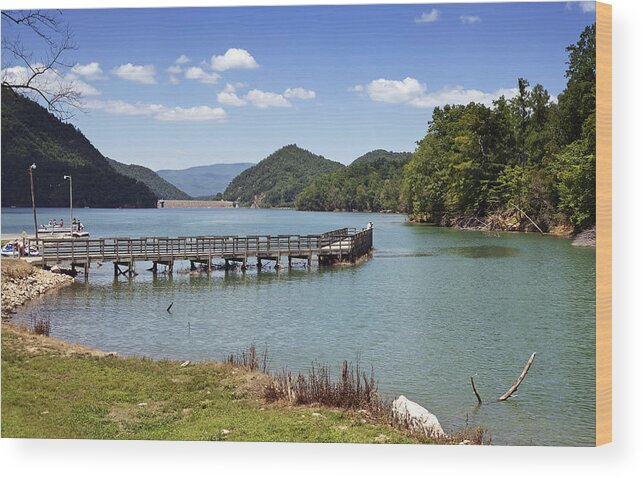 watauga Lake Tennessee Wood Print featuring the photograph Watauga Lake Tennessee - fishing pier by Brendan Reals