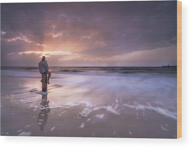 Scenics Wood Print featuring the photograph Watching The Sunset by Ann Clarke Images