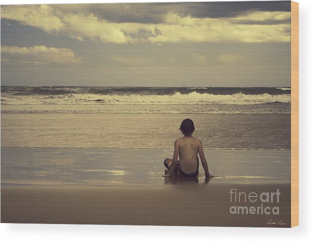 Surf Wood Print featuring the photograph Watching the Waves by Linda Lees