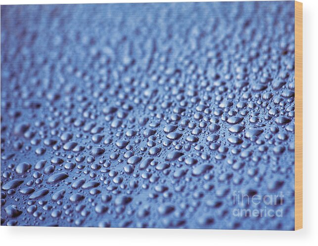 Abstract Wood Print featuring the photograph Water drops by Tony Cordoza
