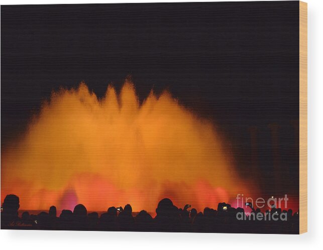 Barcelona Wood Print featuring the photograph Water light and music in barcelona 08 by Arik Baltinester
