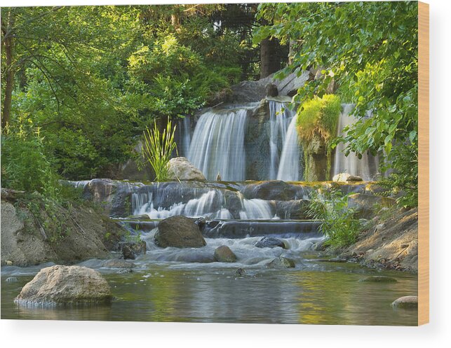 Green Wood Print featuring the photograph Waterfall at Lake Katherine 2 by Larry Bohlin