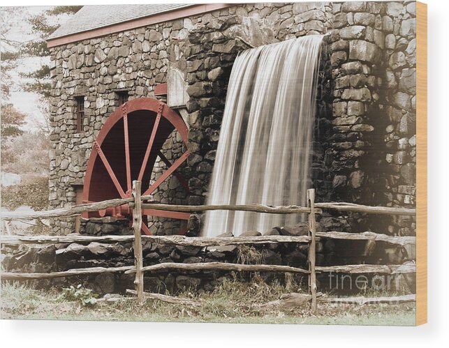 Waterfall Wood Print featuring the digital art Waterfall at the Mill by Jayne Carney