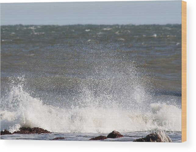 Waves Pounding The Montauk Surf Wood Print featuring the photograph Waves Pounding the Montauk Surf by John Telfer