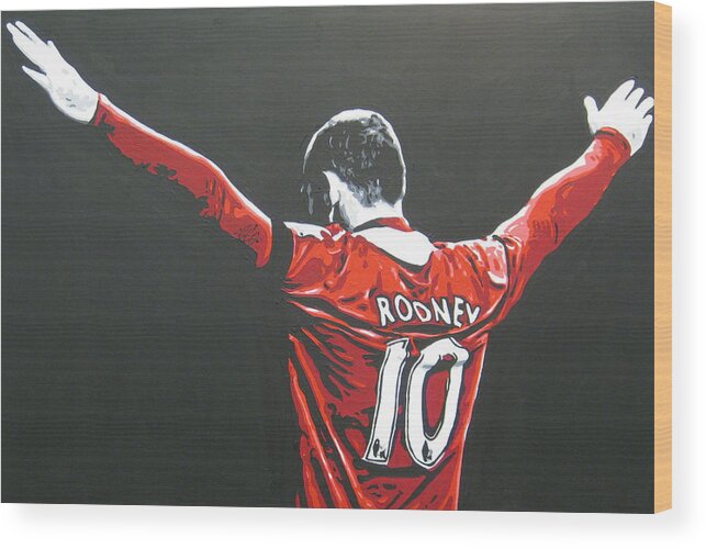 Wayne Rooney Wood Print featuring the painting Wayne Rooney - Manchester United FC 2 by Geo Thomson