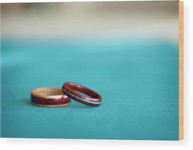 Two Objects Wood Print featuring the photograph Wedding Rings Made Of Wood by Driendl Group