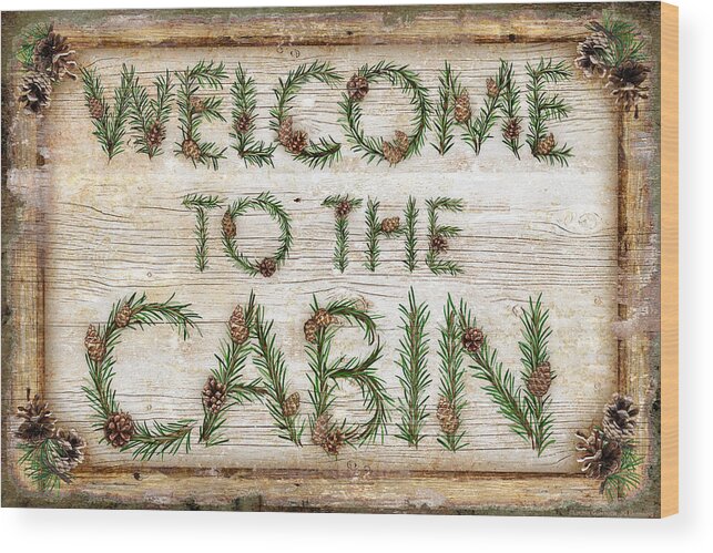 Lucia Guarnotta Wood Print featuring the painting Welcome to the cabin by JQ Licensing