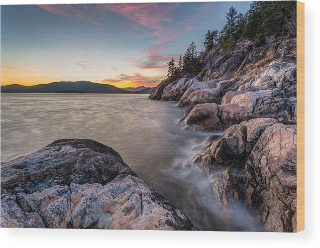 Lighthouse Park Wood Print featuring the photograph West Coast Sunset by Pierre Leclerc Photography