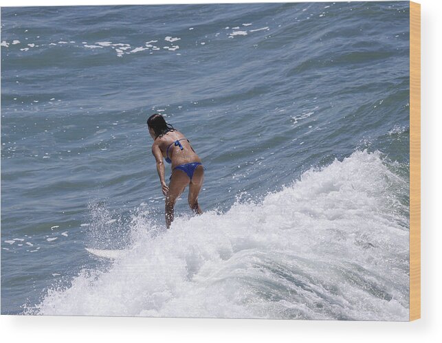 California Beach Wood Print featuring the photograph West Coast Surfer Girl by Duncan Selby