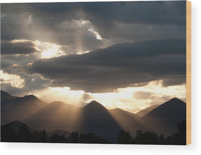 Sun Wood Print featuring the photograph West Elk Sunbeams by Eric Rundle
