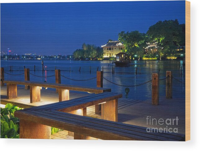 Hangzhou Wood Print featuring the photograph West Lake Evening by Charline Xia