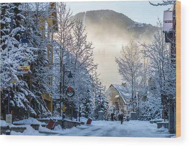 Whistler Wood Print featuring the photograph Whistler Village on a sunny winter day by Pierre Leclerc Photography