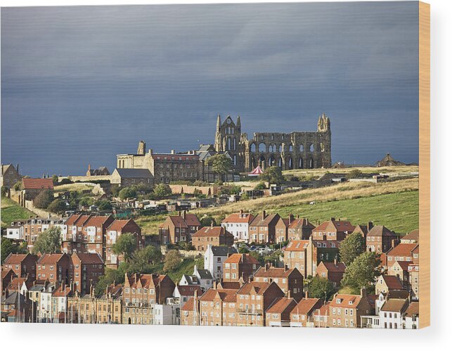 Clouds Wood Print featuring the photograph Whitby Abbey by Mark Egerton