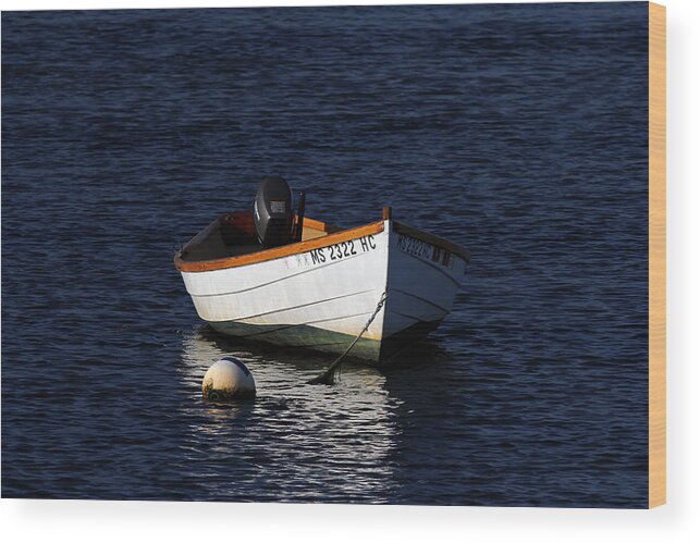 White Wood Print featuring the photograph White Wooden Dinghy at Pamet Harbor on Cape Cod by Juergen Roth