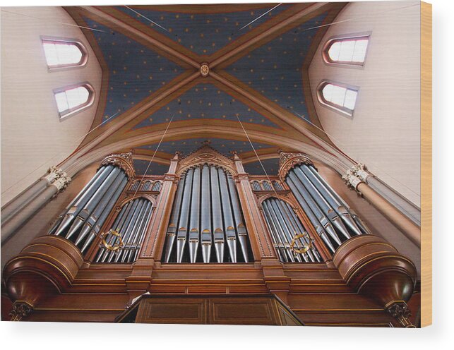 Wiesbaden Wood Print featuring the photograph Wiesbaden Marktkirche organ by Jenny Setchell