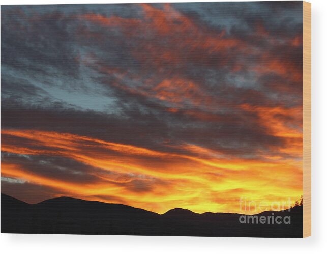 Sunrise Wood Print featuring the photograph Wild Sunrise Over The Mountains by Fiona Kennard