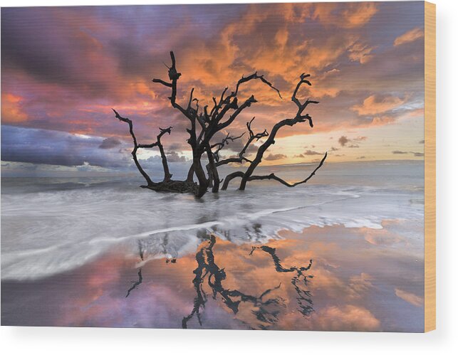 Clouds Wood Print featuring the photograph Wildfire by Debra and Dave Vanderlaan