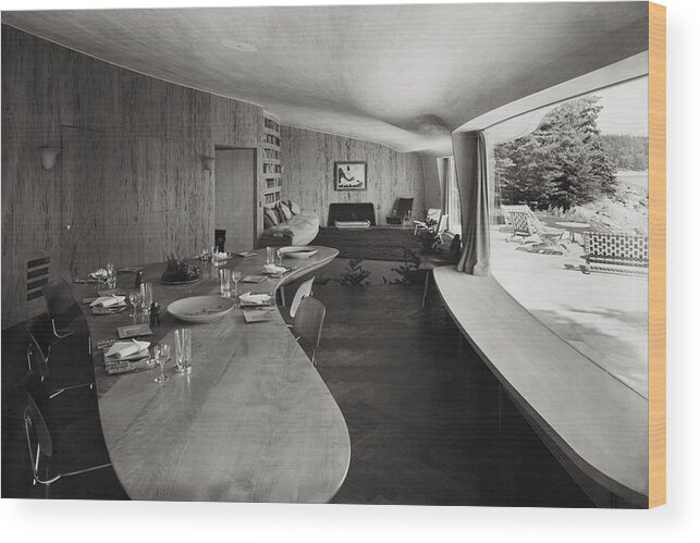 Interior Wood Print featuring the photograph William A. M. Burden's Living Room by Tom Leonard