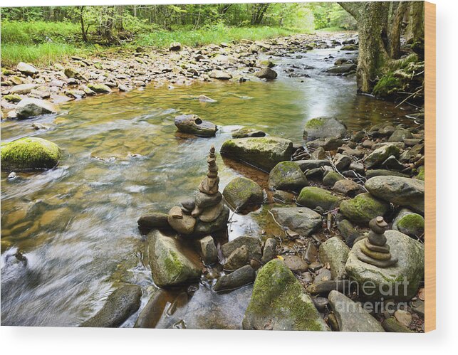 Williams River Wood Print featuring the photograph Williams River Headwaters Zen Rocks by Thomas R Fletcher