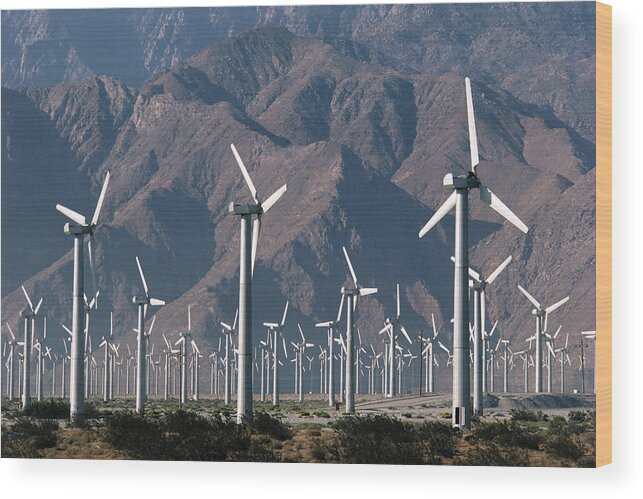 Energy Efficiency Efficient Wood Print featuring the photograph Wind Farm Producing Electricity by Peter Menzel/science Photo Library