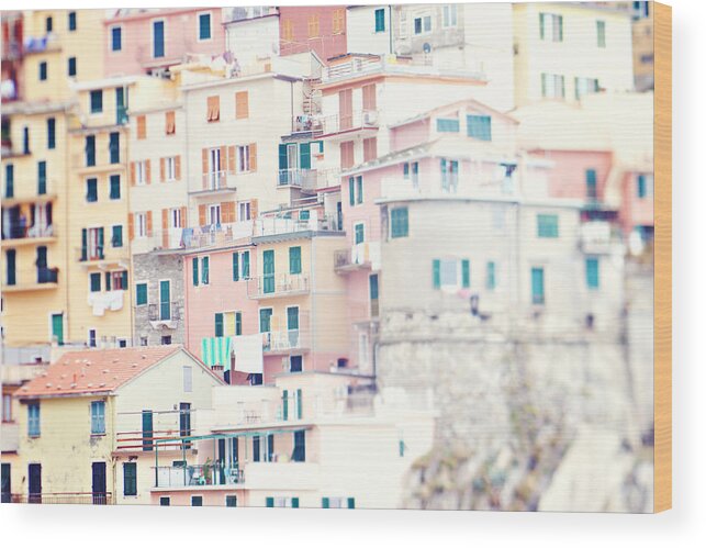 Italy Wood Print featuring the photograph Windows of Manarola Cinque Terre Italy by Kim Fearheiley
