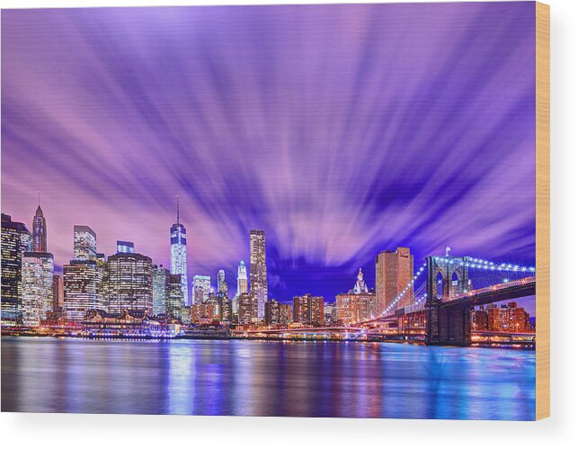 Brooklyn Bridge Wood Print featuring the photograph Winds of Lights by Midori Chan