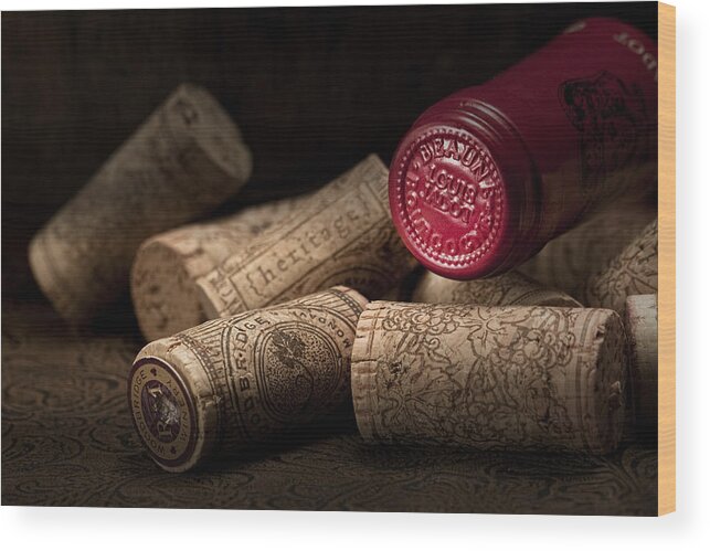 Wine Cork Wood Print featuring the photograph Wine Corks Still Life IV by Tom Mc Nemar