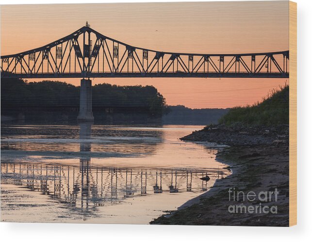 winona Minnesota Bridge mississippi River Bridge sunrise Pictures highway 43 Bridge Wood Print featuring the photograph Winona Bridge Photo Early Morning Bridge by Kari Yearous