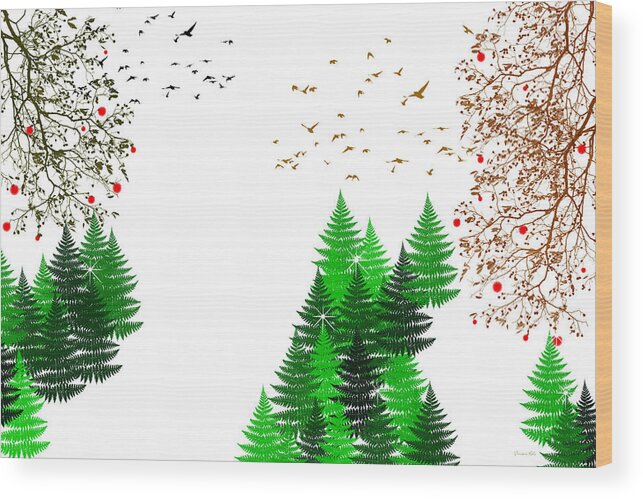Winter Wood Print featuring the mixed media Winter Four Seasons by Christina Rollo