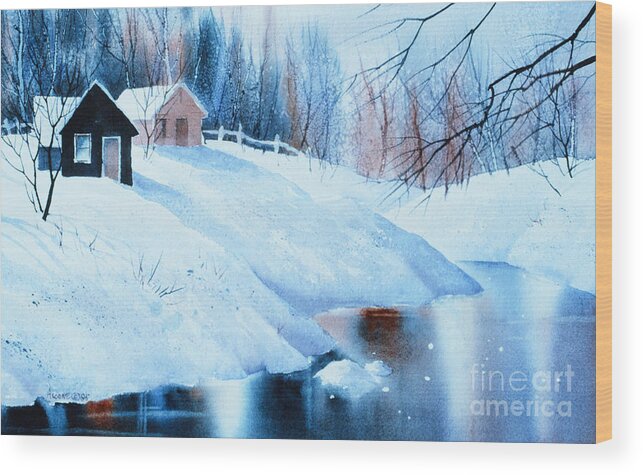 Winter Deep Wood Print featuring the painting Winter Deep by Teresa Ascone