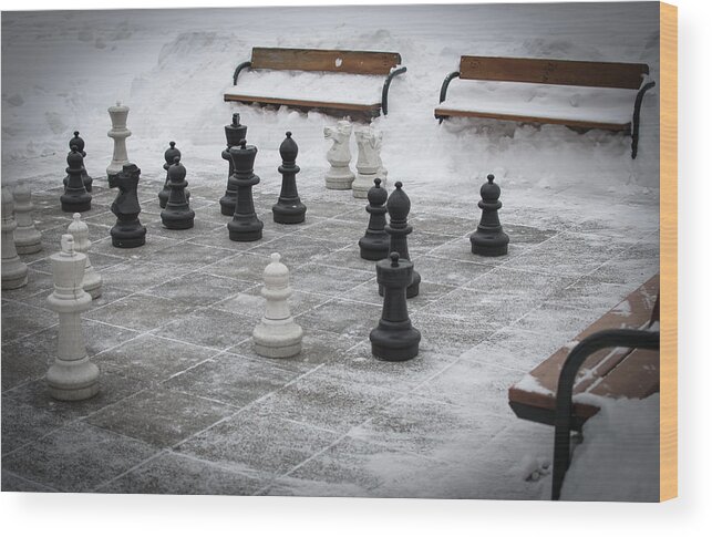 Chess Wood Print featuring the photograph Winter Outdoor Chess by Andreas Berthold