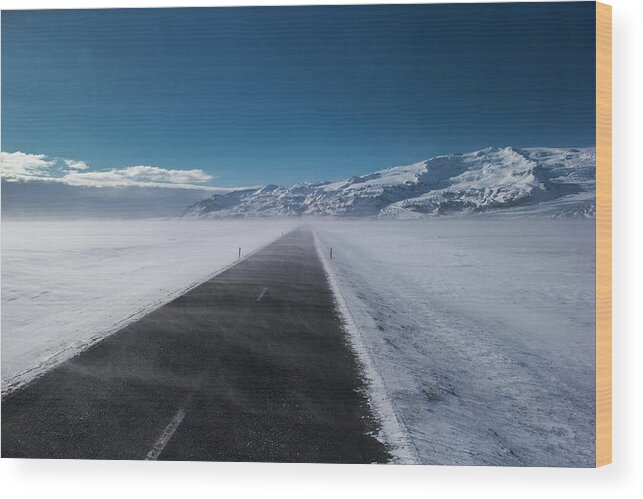 Tranquility Wood Print featuring the photograph Winter Road, Route One, Iceland by Arctic-images