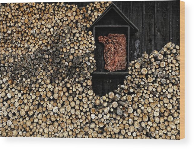 Wood Wood Print featuring the photograph Wooden Madonna by Konrad Szuszkiewicz