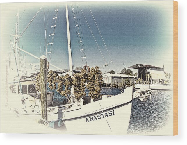 Tarpon Springs Wood Print featuring the photograph Working Sponge Boat by Bill Barber